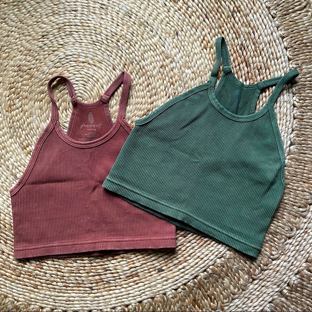 Free People Happiness Runs Ribbed Bra Crop Top Bundle